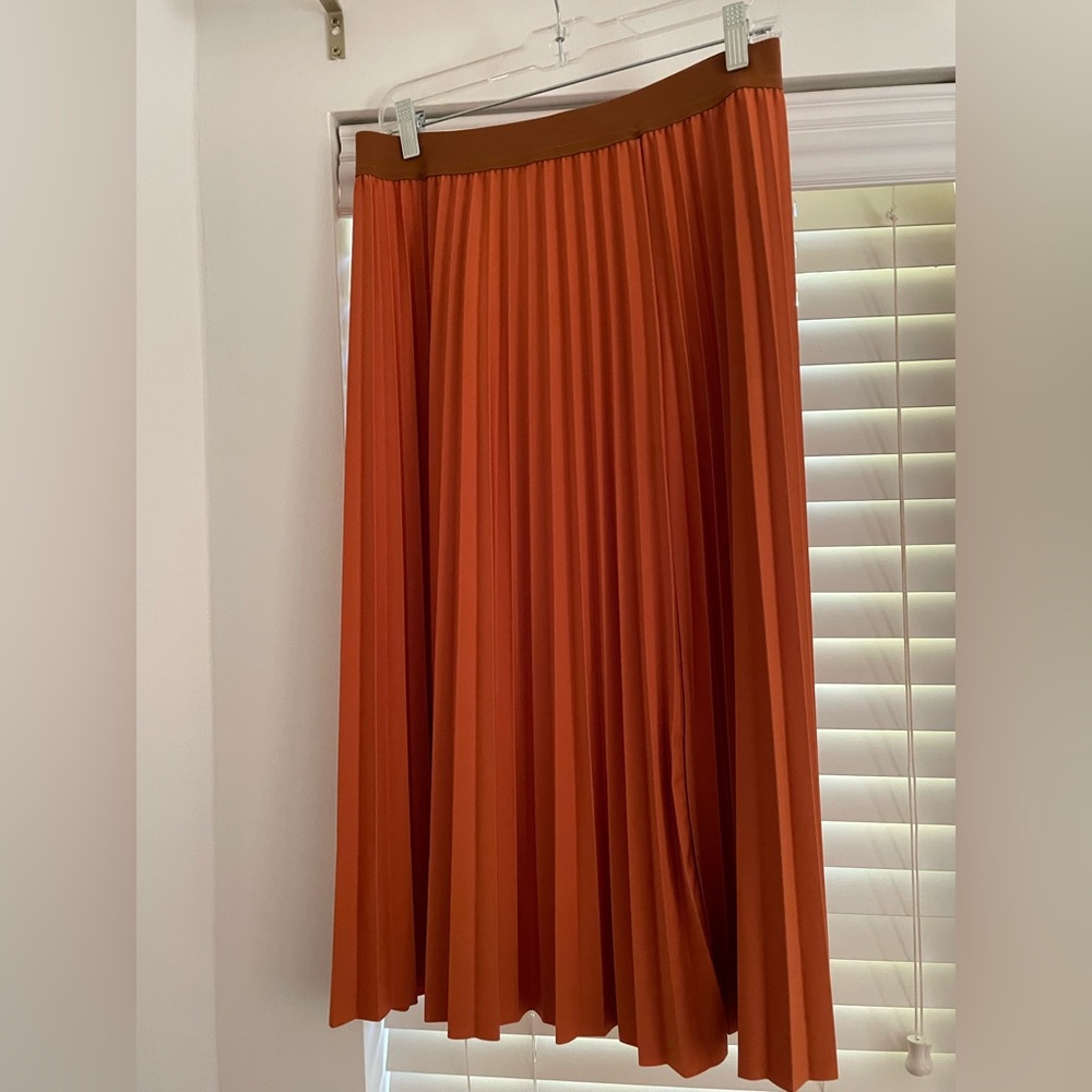 Orange Pleated Skirt